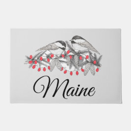 Tapete Maine Chickadee Bird Feriado de inverno Neve