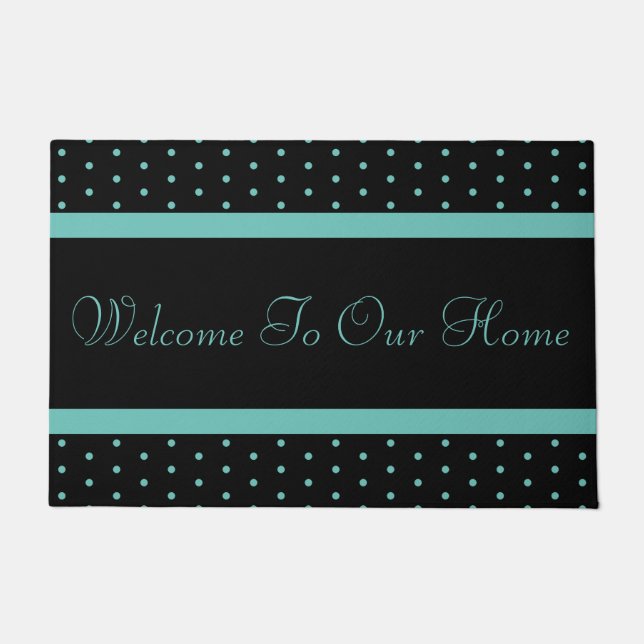 Tapete Mala de boas-vindas à Bolinhas de chá divertida (Frente)