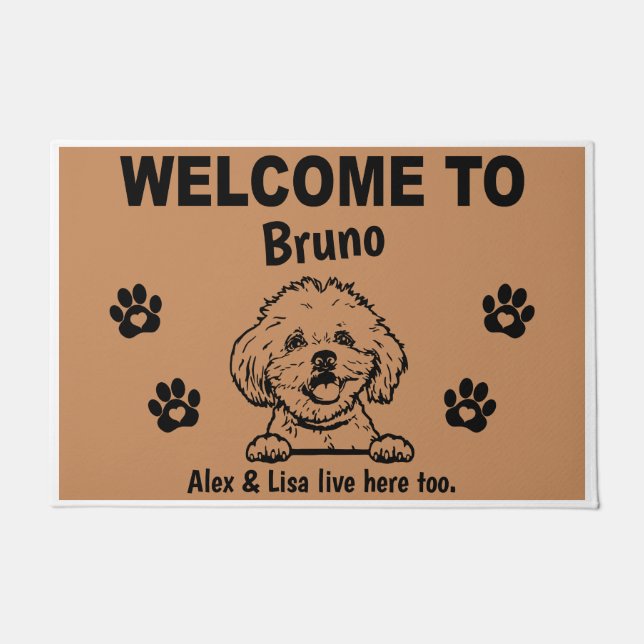 Tapete Maltese Dog Welcome Home Personalized Custom (Frente)