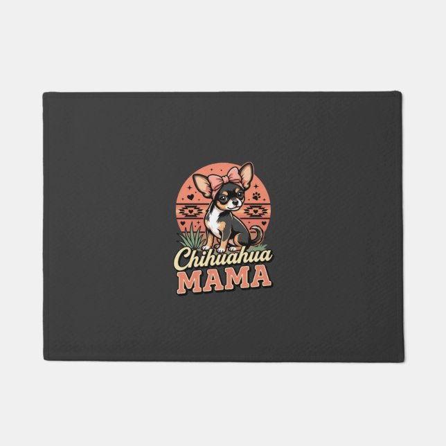 Tapete Mamãe Chihuahua Fofa com Laço Mãe de Cachorro (Frente)