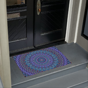 Tapete Mandala Boho Blue Teal Purple Peacock Dourado Vibr