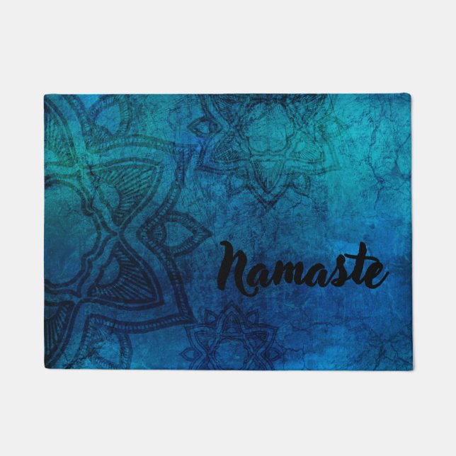 Tapete Mandala Namaste com cruz azul (Frente)
