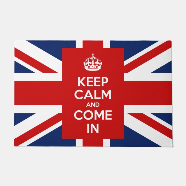 Tapete Mantenha a calma e entre com bandeira BRITÂNICA (Frente)
