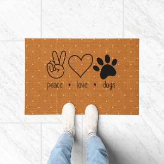 Tapete Mão de Paz Coração de Amor Cachorros Pata Casa Fof