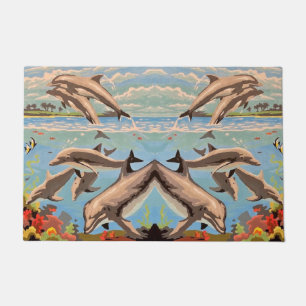 Tapete Mão Pintada Por Número   Golfinhos Reproduzíveis  