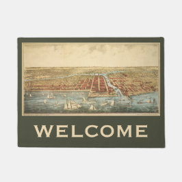 Tapete Mapa Antíaco de Chicago, rua La Salle e rio