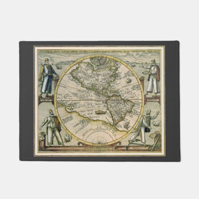 Tapete Mapa Antigo, 1596, America Sive Novus Orbis (Frente)