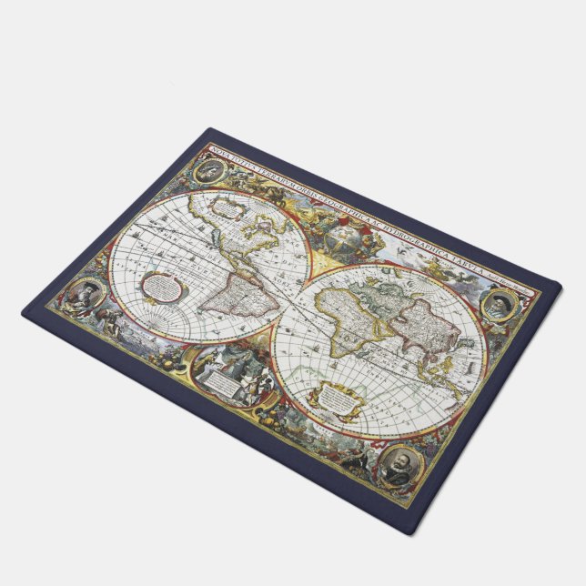 Tapete Mapa antigo do mundo por Hendrik Hondius, 1630 (Inclinado)