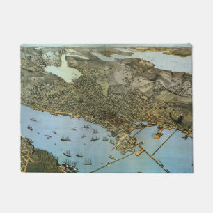 Tapete Mapa Antigo Vista Aérea Cidade de Seattle Washingt