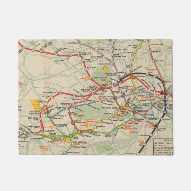 Tapete Mapa das estradas de ferro subterrâneas de Londres (Frente)