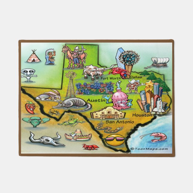Tapete Mapa de Cartoons do Texas (Frente)