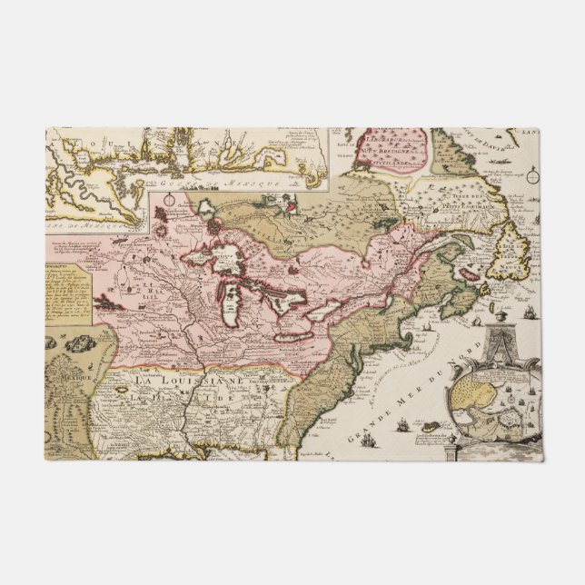 Tapete Mapa francês medieval de Quebec/Nova França Améric (Frente)