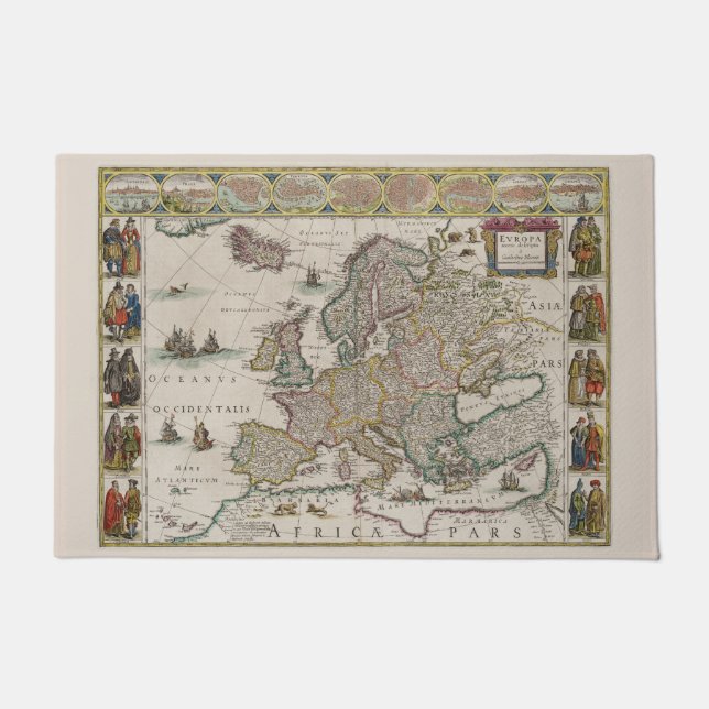 Tapete Mapa medieval da Europa (por Willem Blaeu) (Frente)