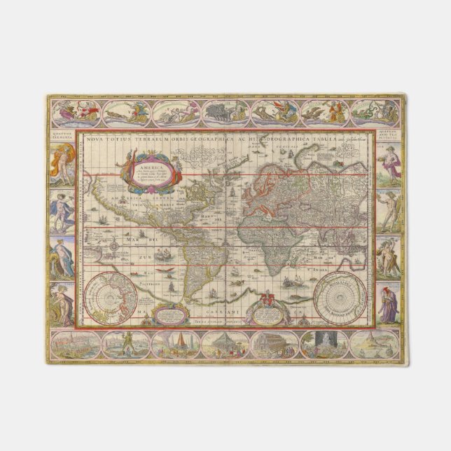 Tapete Mapa Mundial Medieval (por Willem Blaeu) (Frente)