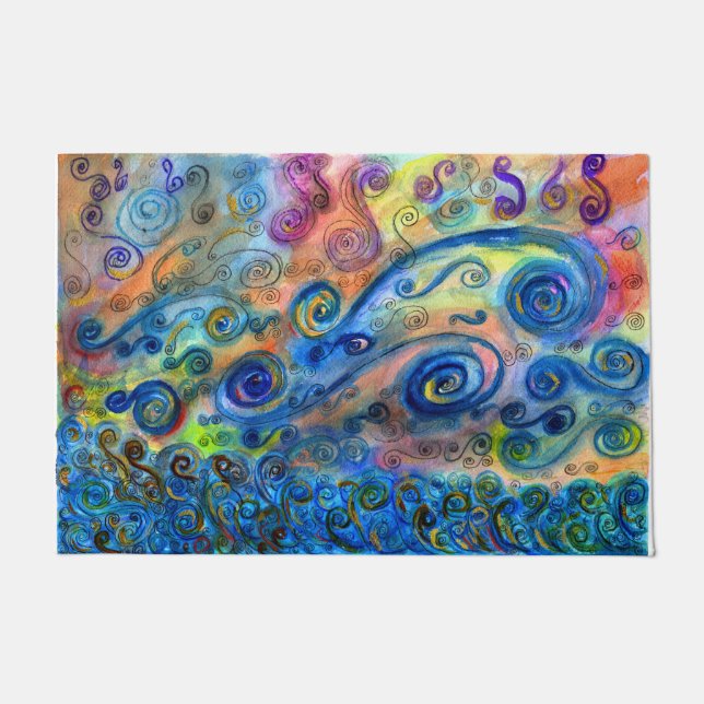 Tapete Mapas de portas ecléticas - Arte Eólica Azul - Pre (Frente)