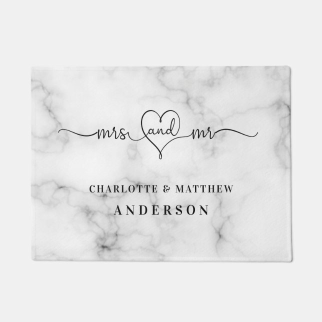 Tapete Marble white names sr sra elegant recém-weds (Frente)