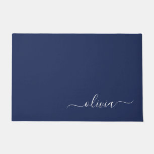 Tapete Marinho Azul Branco Script Moderno Girn Nome do Mo