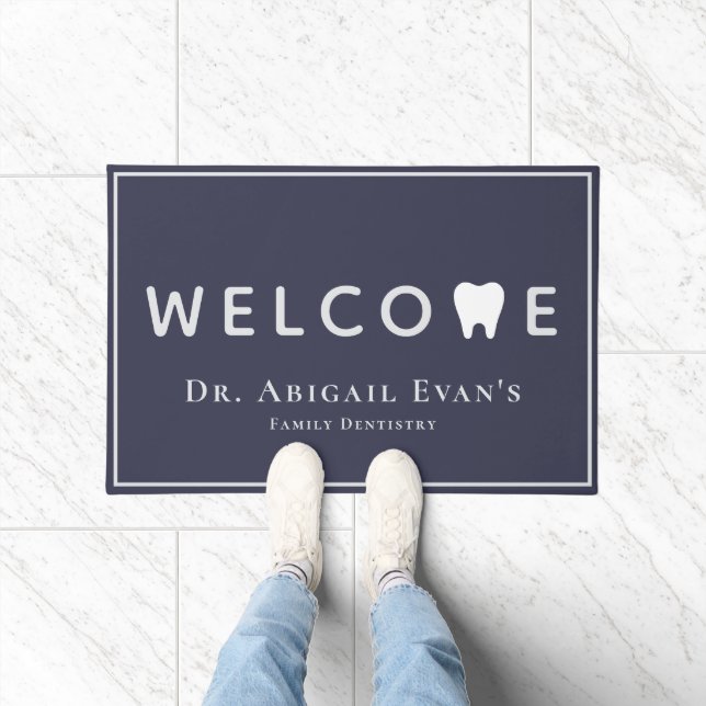 Tapete Marinho de Ícone de Dente Moderno Boas-vindas (Interior)