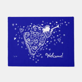 Tapete Marinho e Doormat branco do anjo