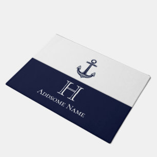 Tapete Marinho Náutico Azul Anchor Costeiro Monograma