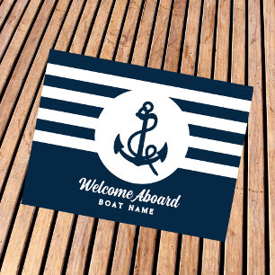 Tapete Marinho Náutico Azul Nome do Barco Personalizado B