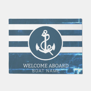 Tapete Marinho Náutico Azul Nome do Barco Personalizado B
