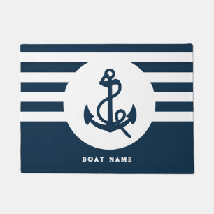 Tapete Marinho Náutico Azul Nome do Barco Personalizado B