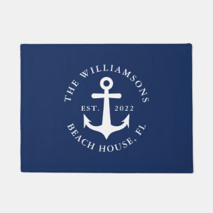 Tapete Marinho Náutico Blue Family Name Anchor Beach Hous