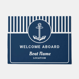 Tapete Marinho Náutico Personalizado Azul Bem-vindo com A
