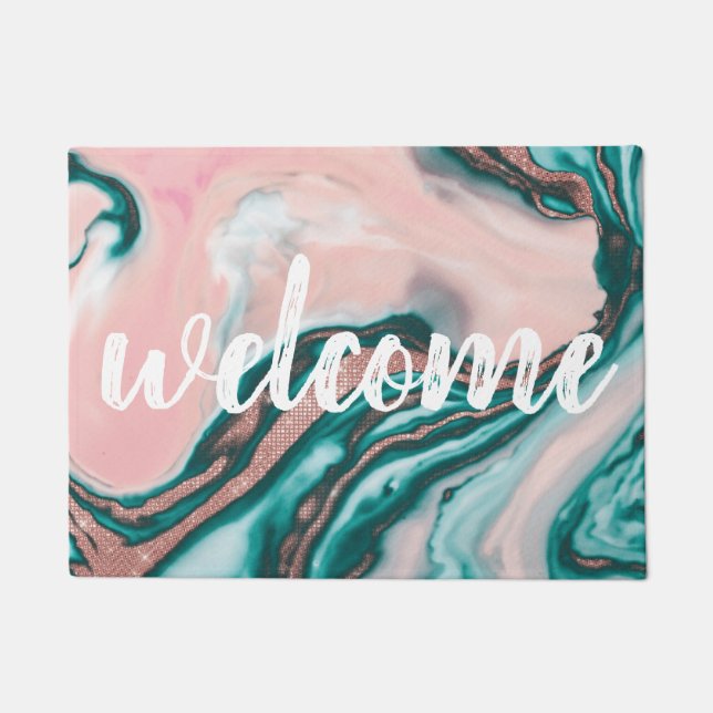 Tapete Mármaco pintado suavemente com rosa, brilhante, co (Frente)