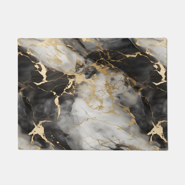 Tapete Mármore branco, Dourado e negro de luxo elegante (Frente)