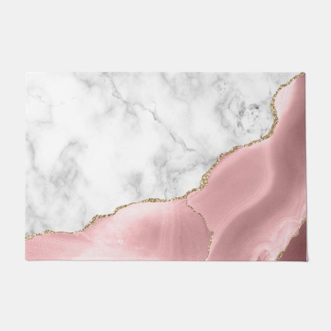 Tapete Mármore Branco Rosa Ágata Dourado Brilho (Frente)