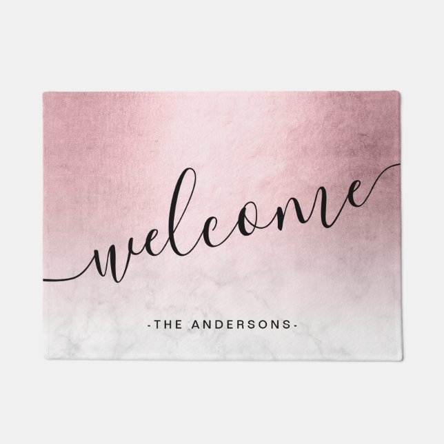 Tapete Mármore branco-rosa de gradiente moderno elegante (Frente)