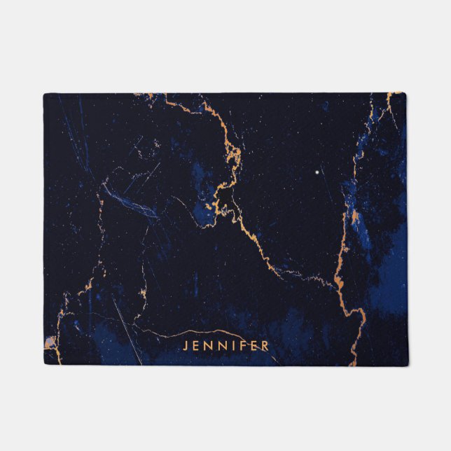Tapete Mármore do ouro dos azuis marinhos (Frente)