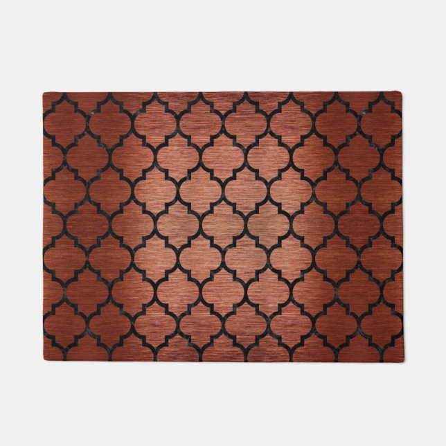 TAPETE MÁRMORE TILE1 PRETO & METAL ESCOVADO COBRE (R) (Frente)