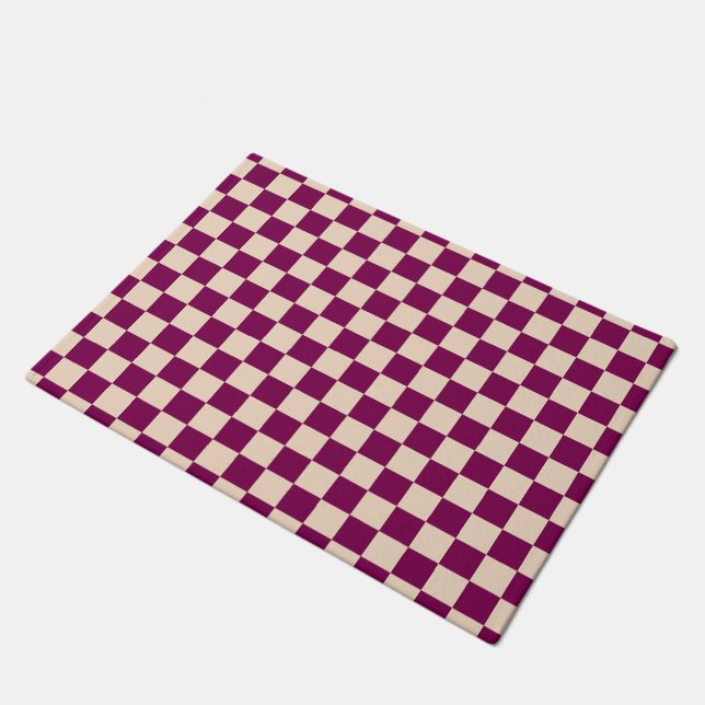 Tapete Maroon and beige checkerboard pattern (Inclinado)