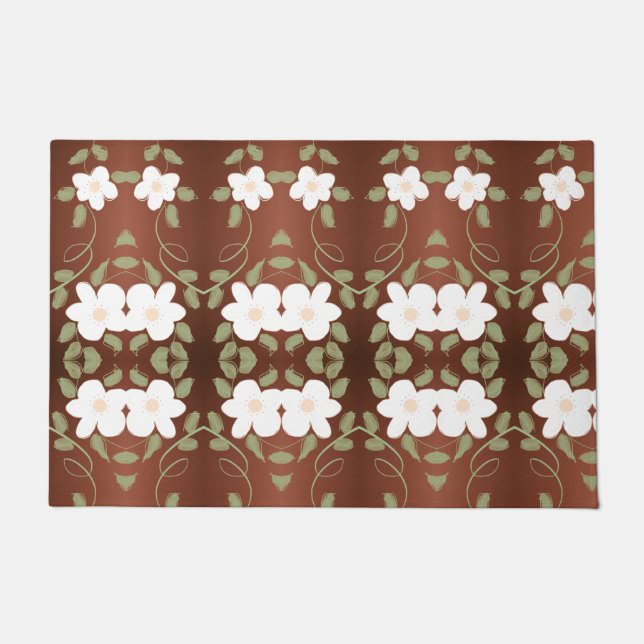 Tapete Marrom bege E Matina Floral (Frente)