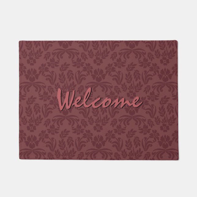 Tapete Marsala Damask Welcome Door Mat (Frente)
