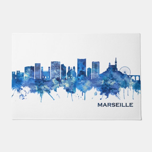 Tapete Marselha França Skyline Blue (Frente)