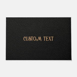 TAPETE MAT DA PORTA DE TEXTO PERSONALIZADA DO COURO PRETO