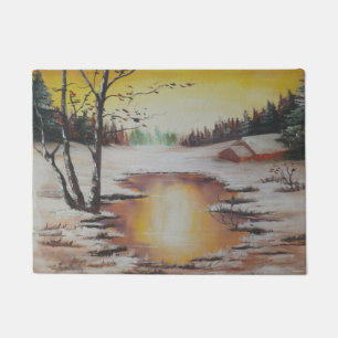 Tapete Mat Door Ann Hayes Pintando Cena de Inverno