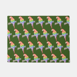 Tapete Mat verde de porta de design de papagaio