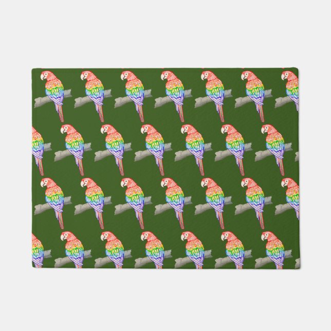 Tapete Mat verde de porta de design de papagaio (Frente)