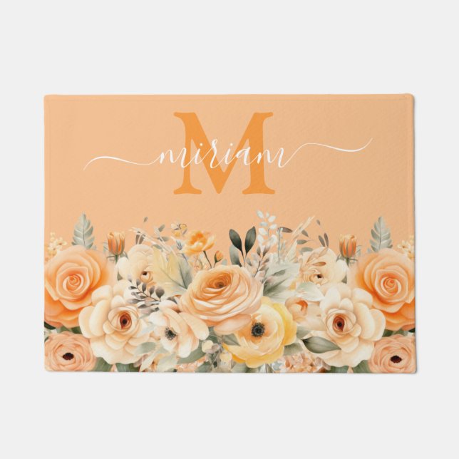 Tapete Matas de chão de cozinha de luxo: Flores de laranj (Frente)