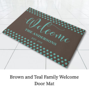 Tapete Matriz de boas-vindas da família Brown e Teal