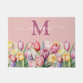 Tapete Matriz de chão da cozinha de luxo: Tulipas roxas e