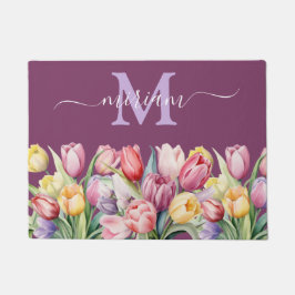 Tapete Matriz de chão da cozinha de luxo: Tulipas roxas e