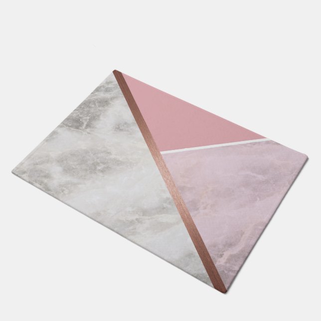 Tapete Matriz de Efeito do Marble Dourado rosa (Inclinado)