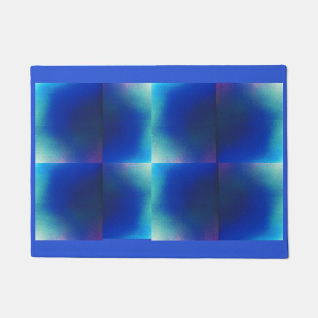 Tapete Matriz de porta com Design azul e turquesa (Frente)