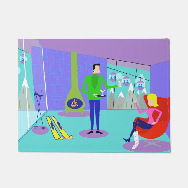 Tapete Matriz de porta de esqui retrô (Frente)